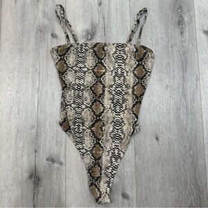 Snakeskin Thong Square Neck Bodysuit